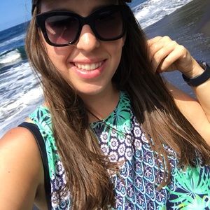 Old Navy Tropical Print Aqua Blue Tank Top